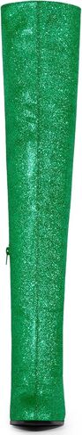 Allegra K Women's Glitter Round Toe Chunky Heel Over the Knee High Boots in Saudi Arabia