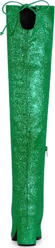 Allegra K Women's Glitter Round Toe Chunky Heel Over the Knee High Boots in Saudi Arabia