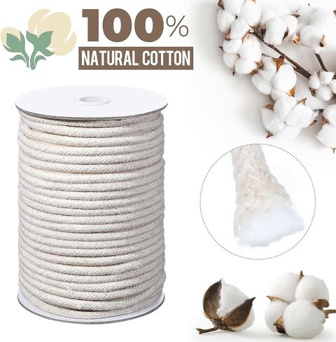 VitalCozy 1/4" Cotton Piping Cord 6 mm Natural Cording for Sewing Piping for Pillows and Other Soft Welt Applications (46 Yds) in Kuwait