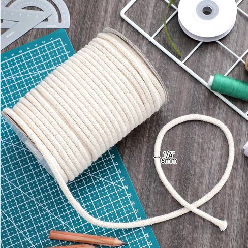VitalCozy 1/4" Cotton Piping Cord 6 mm Natural Cording for Sewing Piping for Pillows and Other Soft Welt Applications (46 Yds) in Kuwait