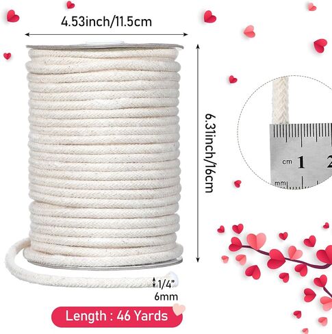 VitalCozy 1/4" Cotton Piping Cord 6 mm Natural Cording for Sewing Piping for Pillows and Other Soft Welt Applications (46 Yds) in Kuwait