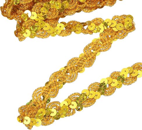 uxcell 11 Yard Sequins Trim Ribbon 0.6 Inch Sequin Gimp Braid Trim Spangle Flat Sequins Paillette Fabric Flat Trims Strips for Crafts Sewing Clothes Home Party Decoration, Black in Saudi Arabia