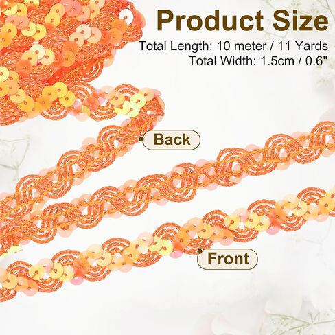uxcell 11 Yard Sequins Trim Ribbon 0.6 Inch Sequin Gimp Braid Trim Spangle Flat Sequins Paillette Fabric Flat Trims Strips for Crafts Sewing Clothes Home Party Decoration, Black in Saudi Arabia