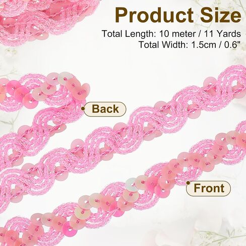 uxcell 11 Yard Sequins Trim Ribbon 0.6 Inch Sequin Gimp Braid Trim Spangle Flat Sequins Paillette Fabric Flat Trims Strips for Crafts Sewing Clothes Home Party Decoration, Black in Saudi Arabia
