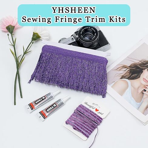 Silver Glittery Fringes, 5 Yards X 4 Inch Fringe Trim with B7000 Glue, Tassels Trim for Crafts Sewing Fringe Trim by The Yard for Clothing Curtain in Saudi Arabia