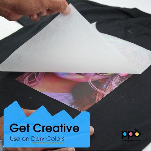 PPD Iron on Transfer Paper for Dark Fabric Compatible with Inkjet Printer, 8.5 x 11 Printable T Shirt Heat Transfer Papers Machine Washable (20 Pack) in Kuwait
