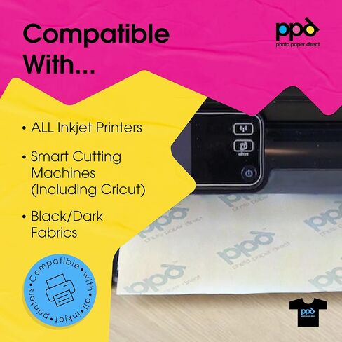 PPD Iron on Transfer Paper for Dark Fabric Compatible with Inkjet Printer, 8.5 x 11 Printable T Shirt Heat Transfer Papers Machine Washable (20 Pack) in Kuwait