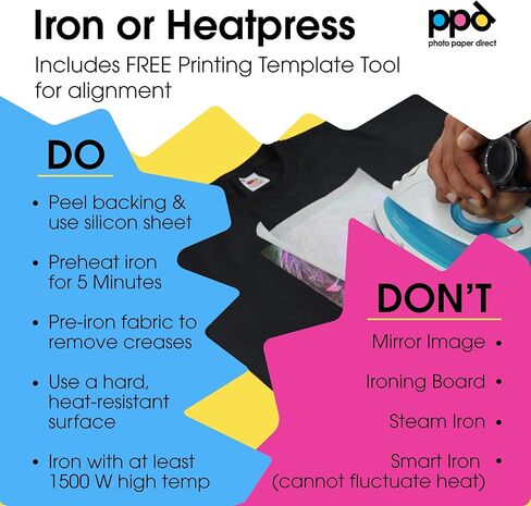 PPD Iron on Transfer Paper for Dark Fabric Compatible with Inkjet Printer, 8.5 x 11 Printable T Shirt Heat Transfer Papers Machine Washable (20 Pack) in Kuwait