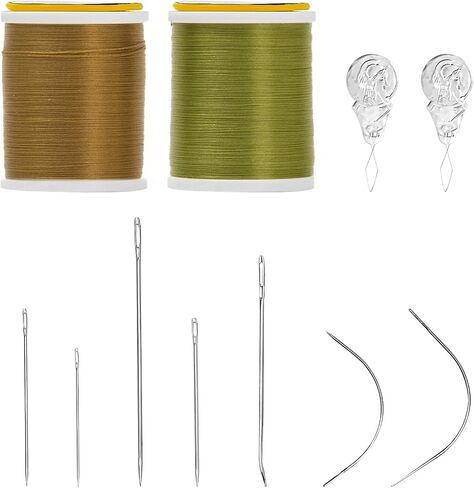 Heavy Duty Hand Sewing Needles Set, 7 Styles of Leather Hand Sewing Needles with 2 Pieces Needle Threaders and 2 Pack 150 Yards Nylon All Purpose Fly Tying Thread in Saudi Arabia