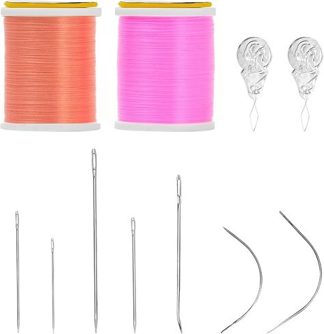 Heavy Duty Hand Sewing Needles Set, 7 Styles of Leather Hand Sewing Needles with 2 Pieces Needle Threaders and 2 Pack 150 Yards Nylon All Purpose Fly Tying Thread in Saudi Arabia