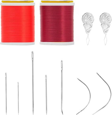 Heavy Duty Hand Sewing Needles Set, 7 Styles of Leather Hand Sewing Needles with 2 Pieces Needle Threaders and 2 Pack 150 Yards Nylon All Purpose Fly Tying Thread in Saudi Arabia