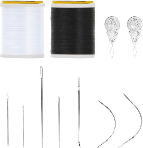مجموعة إبر خياطة اليد الثقيلة ، 7 أنماط من إبر خياطة يدوية جلدية مع 2 قطع من threaders الإبرة و 2 حزمة 150 ياردة نايلون كل الغرض يطير الخيط in Kuwait