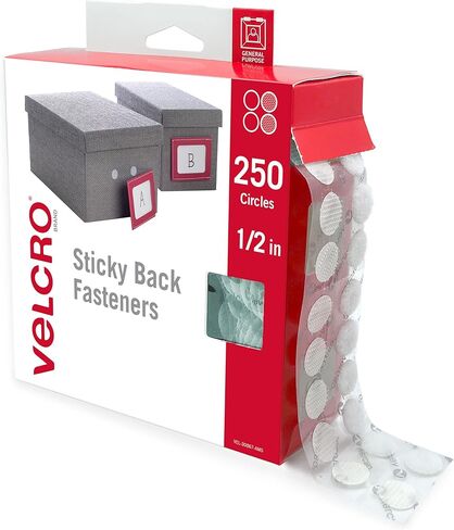 VELCRO Brand Dots with Adhesive | 250pk, White | Small 1/2 Inch Circles | Sticky Back Round Dots for Secure Mounting in Office, School or Home (VEL-30867-AMS) in Kuwait