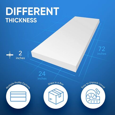 AK TRADING CO. Upholstery High Density 2" Height x 24" Width x 72" Length-Home or Commercial Use Seat Replacement Cushion-Made in USA Foam, 2x24x72 in Saudi Arabia