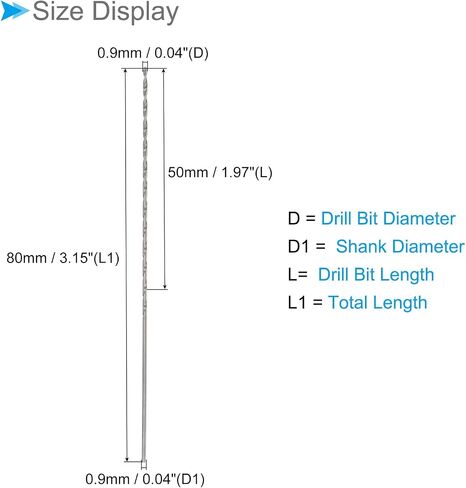 Mini Twist Drill Bit, 1mm Drill Diameter 120mm Total Length, High Speed Steel Twist Drill Bit - (Applications: for Metal Plastic and Woodwork), 5-Pieces in Kuwait