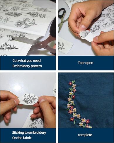102pcs Water Soluble Hand Sewing Stabilizers，Embroidery Stick and Stitch Embroidery Paper Wash Away Stabilizers，for Embroidery Stabilizers Flower Patterns，for Hand Sewing Lover Beginners.letter&Flower in Saudi Arabia