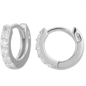18K Gold Plated Sterling Silver Huggie Hoop Earrings for Women in Three Sizes| Cubic Zirconia Line Mini Hoops | Cuff Earrings Huggie