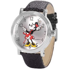 Disney Mickey Mouse Adult Vintage Articulating Hands Analog Quartz Watch, Black