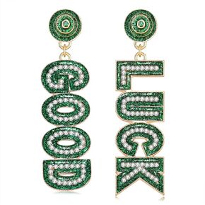 Holiday St Patrick's Day Earrings Dangling Green Shamrock Earrings Festive Clover Luck Hat Leprechaun Funny Irish Drop Dangle Earrings Jewelry Gift for Women Girls
