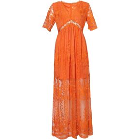 JASTIE Summer Boho Women Maxi Dress Flowers Embroidery Loose Long Dress Elegant Retro Ladies Chic Clothing