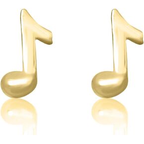 AVORA 10K Yellow Gold Musical Note Stud Earrings