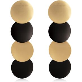 Gold Black Fashion Long Statement Drop Earrings Multi Heart Drop Dangle Earrings Geometric Drop Earrings For Women Girls
