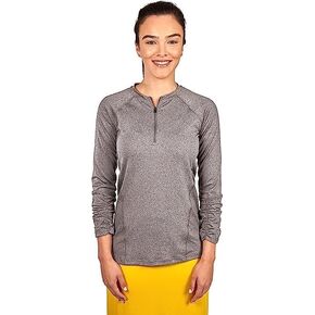 Snoga Athletics -Women’s Modest Athletic 1/4 Zip Pullover Shirt w/ 3/4 Ruched Sleeves, Light-Weight, Quick Dry