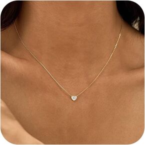 Gold Necklace for Women,Dainty Gold Heart Pendant Necklace 14K Gold Plated Choker Necklace Simple Small Gold Necklace Cute Necklaces for Teen Girls Trendy Necklaces Gold Jewelry Gifts