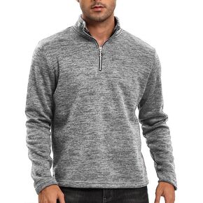 Wuneitk Men's 1/4 Zip Stand Collar Fleece Pullover Slim Fit Long Sleeve Casual Sweatshirts