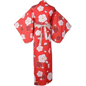 Women's Red Kimono Costume Love Live Cosplay Yukata Deluxe Sakura Flower Japanese Traditional Kimono Dress Bath Gown