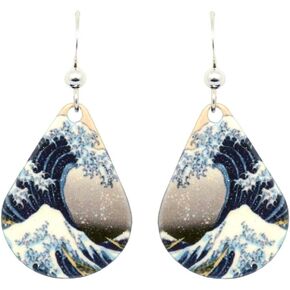 The Great Wave Hokusai Earrings by d'ears Non-Tarnish Sterling Silver French Hook Ear Wire