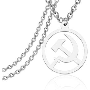 KEYCHIN Soviet Union Necklace Hammer And Sickle Jewelry Soviet USSR Charm Necklace For Women Girls
