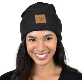 C.C Unisex Soft Warm Acrylic Knit Cuffed Recycled Yarn Beanie