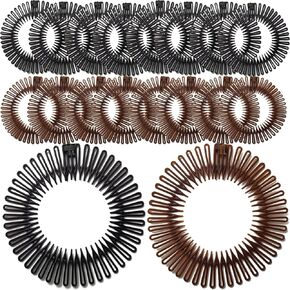 20PCS Full Circular Stretch Comb Headbands Flexible Plastic Circle Comb Full Circular Tooth Headband Plastic Hair Wrap Hairband Holder for Women Girls Sports Hair Accessories