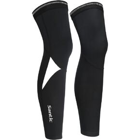 Santic Cycling Leg Warmers Unisex Thermal Knee Warmers Winter Fleece Biking Leg Warmers Compression Anti-Slip with UPF