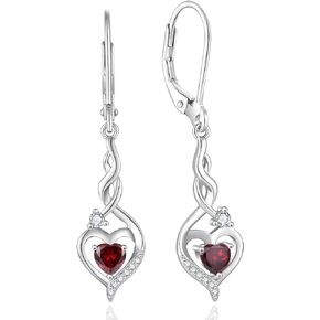 Infinity Dangle Drop Earrings for Women 925 Sterling Silver Heart Leverback Twisted Earrings with Birthstone Jewelry Gifts for Women Mom Her Wife Girlfriend Daughter