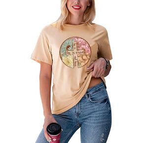 Easter Day Shirts Womens He is Risen Letter Printing T Shirt Cute Bunny Rabbit Graphic Tee Tops Blouse
