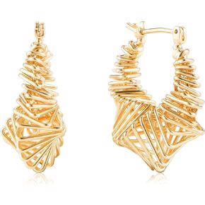 Gold Twisted Hoop Earrings for Women 14K Gold Copper Large Twist Chunky Hoop Earrings