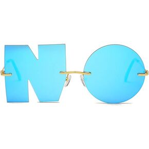 Letter NO Irregular Rimless Sunglasses For Men/Women Unique Design Metal Frame party Glasses cute Streetwear Eyewear UV400