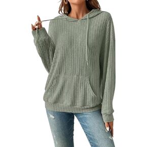 SNJATSSE Women Casual Long Sleeve Drawstring Hoodies Sweatshirt Pullover Tops with Pockets