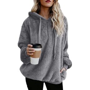 Century Star Womens Hoodies Fuzzy Hooded Sweatshirt Zipper Fleece Hoodie Pullover Sherpa Sweater Fluffy Coat