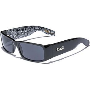 Locs Original Gangsta Shades Men's Hardcore Dark Lens Sunglasses with Bandana Print - Black