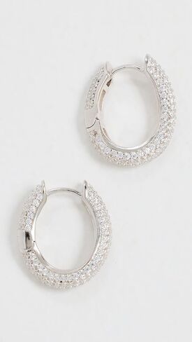 By Adina Eden Women's Pave Curved Link Huggie Earrings in Kuwait