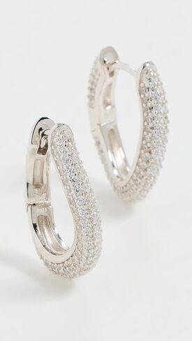 By Adina Eden Women's Pave Curved Link Huggie Earrings in Kuwait