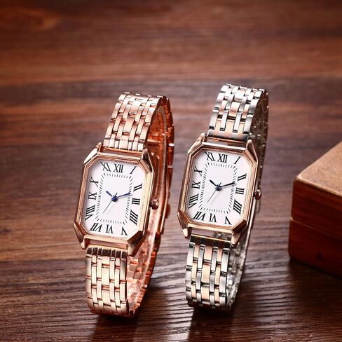 Avaner Women's Square Watches Vintage Stainless Steel Quartz Wrist Watches in Saudi Arabia
