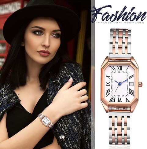 Avaner Women's Square Watches Vintage Stainless Steel Quartz Wrist Watches in Saudi Arabia