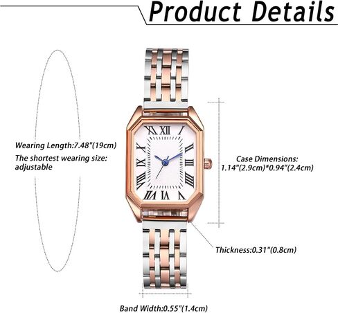 Avaner Women's Square Watches Vintage Stainless Steel Quartz Wrist Watches in Saudi Arabia