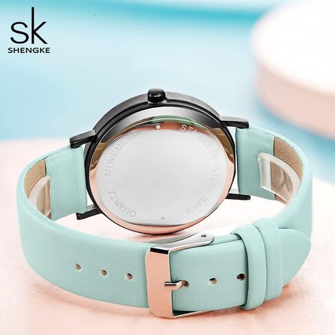 SHENGKE المرأة ووتش الجلود الفرقة سيدة الساعات رقيقة جدا الحد الأدنى المعصم للماء فتاة Reloj Mujer in Kuwait