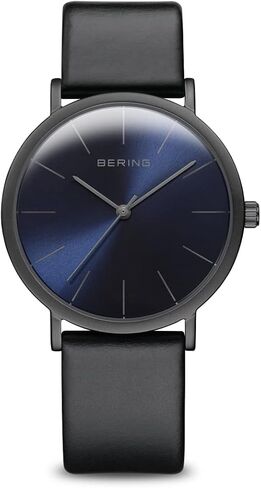 ساعة BERING التناظرية الكوارتز الكلاسيكية للنساء مع حزام جلد العجل وكريستال الياقوت الأزرق in Kuwait