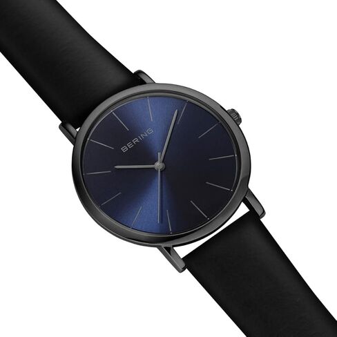 ساعة BERING التناظرية الكوارتز الكلاسيكية للنساء مع حزام جلد العجل وكريستال الياقوت الأزرق in Kuwait